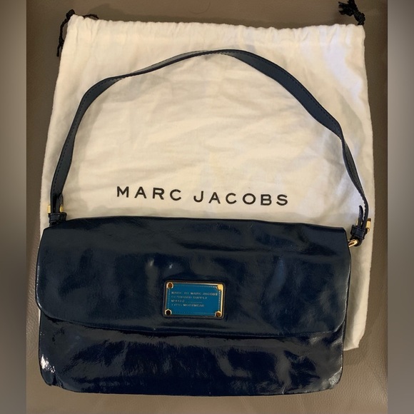 Marc Jacobs Handbags - Marc by Marc Jacobs Womens Workwear Patent Leather Blue Bag 11.5 x 6.5 inches
